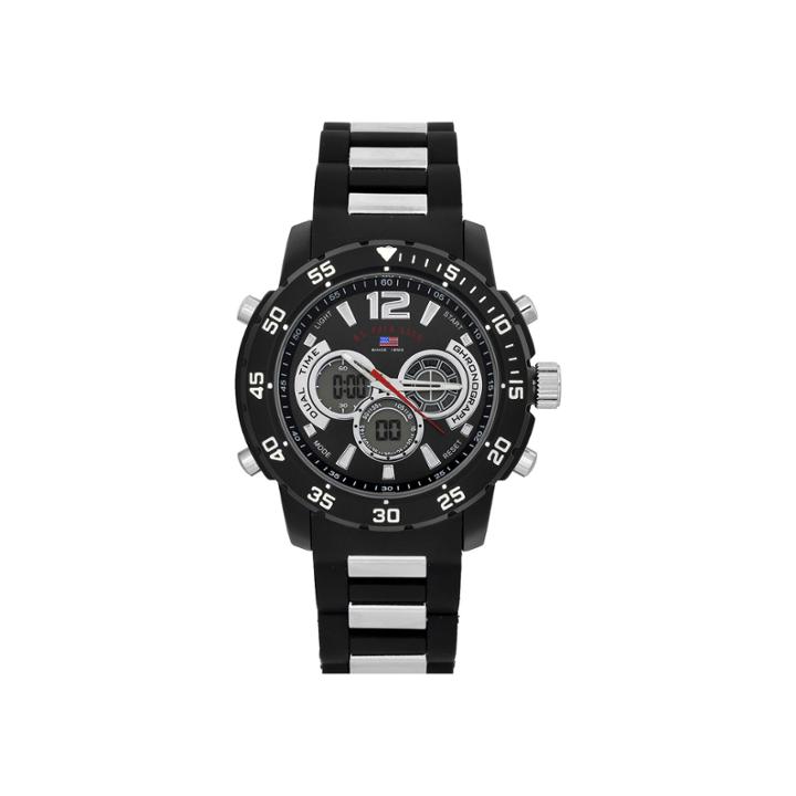 U.s. Polo Assn. Mens Black Rubber Strap Sports Watch