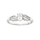 Womens Genuine White Topaz Sterling Silver Solitaire Ring