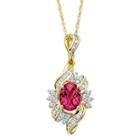 Lab-created Ruby And White Sapphire Cluster Pendant Necklace