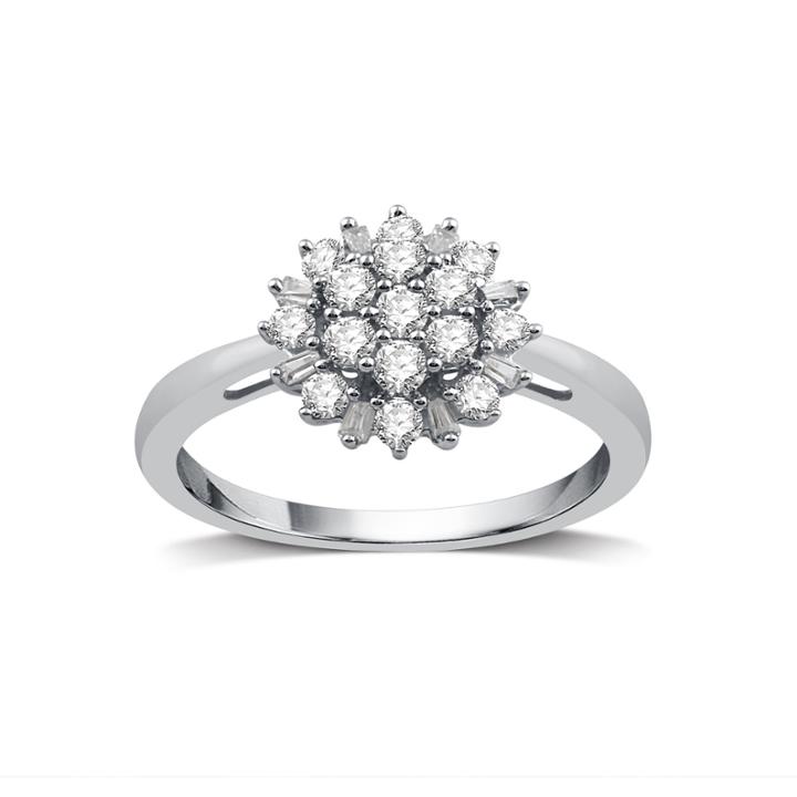 Diamond Blossom Womens 1/2 Ct. T.w. Genuine White Diamond 10k Gold Cocktail Ring