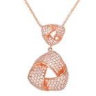 18k Rose Gold Over Brass Cubic Zirconia Love Knot Pendant Necklace