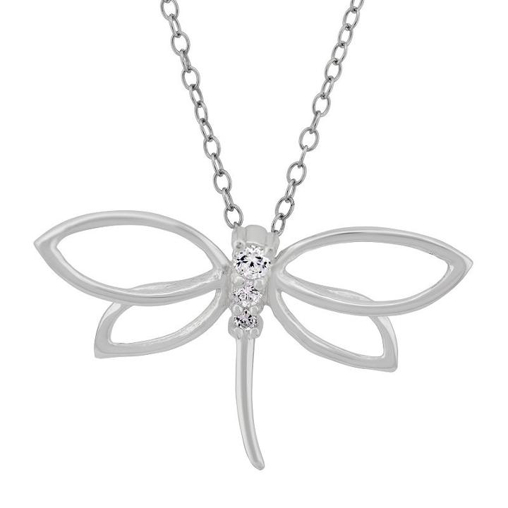 Diamonart Womens 1/4 Ct. T.w. White Cubic Zirconia Butterfly Pendant Necklace