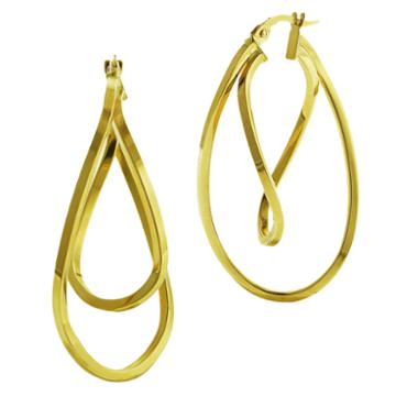 14k Yellow Gold Twisted Double Hoop Earrings