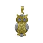 10k Two-tone Gold Owl Charm Pendant