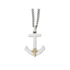 Mens Diamond Accent Stainless Steel & 14k Yellow Gold Anchor Mariner Cross Pendant