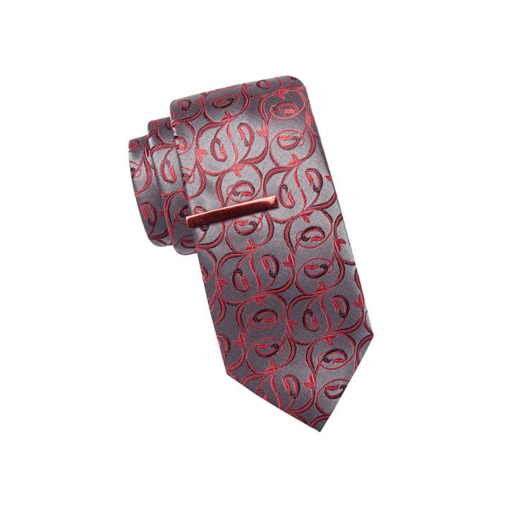 Jf J. Ferrar Delrio Colored Vine Tie And Tie Bar Set - Slim