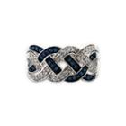 Sterling Silver Blue And White Diamond Braid Ring