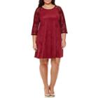 Rn Studio By Ronni Nicole Lace 3/4-sleeve Suede Sheath Dress - Plus