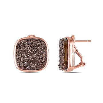 Cushion-cut Lab-created Brown Druzy Earrings