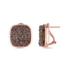 Cushion-cut Lab-created Brown Druzy Earrings