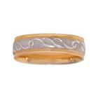 Mens 10k Two-tone Gold 6mm Engraved Wedding Band