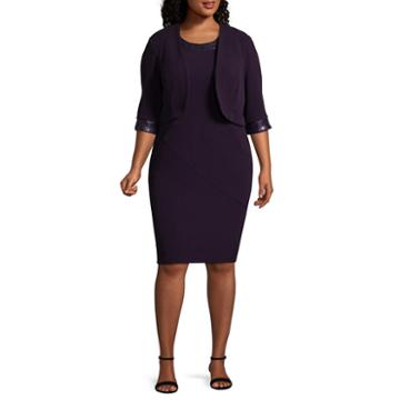Maya Brooke Sleeveless Beaded Jacket Dress - Plus