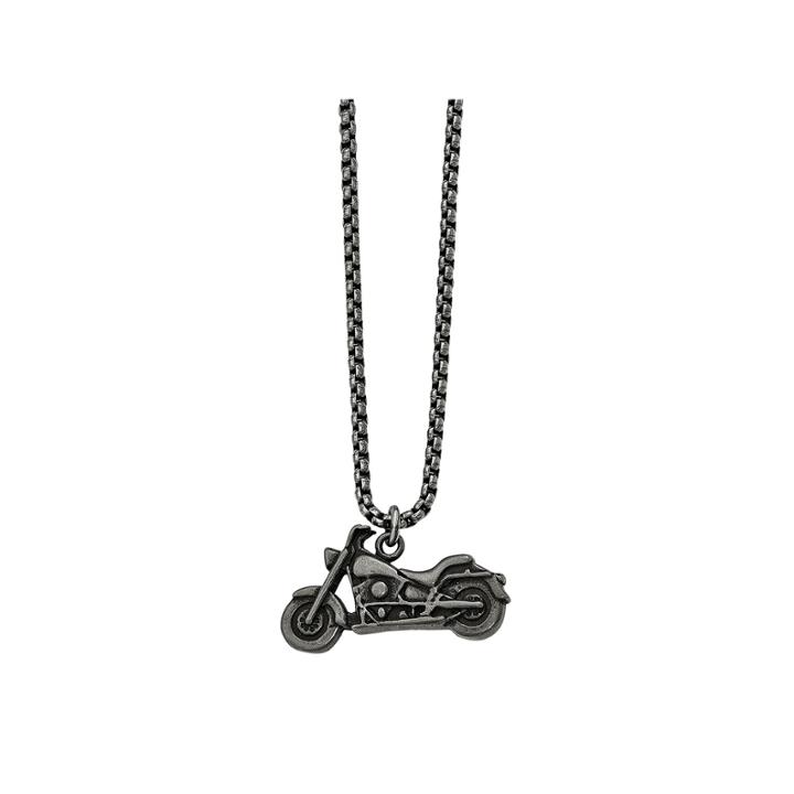 Mens Stainless Steel Antiqued Motorcycle Pendant