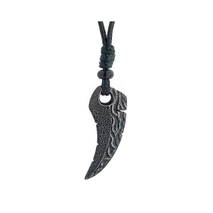 Mens Black Ip Stainless Steel Sword Pendant Necklace On Leather Cord