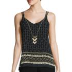 By & By Sleeveless Border Print Necklace Cami