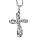 Diamond Blossom Womens 1/4 Ct. T.w. Genuine White Diamond Cross Pendant Necklace