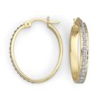 Diamond Fascination&trade; 18k Gold-plated Oval Hoop Earrings