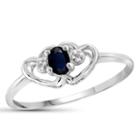 Womens Diamond Accent Blue Sapphire Sterling Silver Delicate Ring
