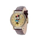 Disney Minnie Mouse Womens Brown Strap Watch-w001876