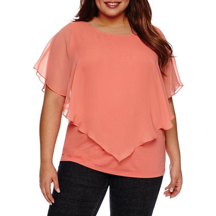 Alyx Short Sleeve Woven Overlya Blouse-plus