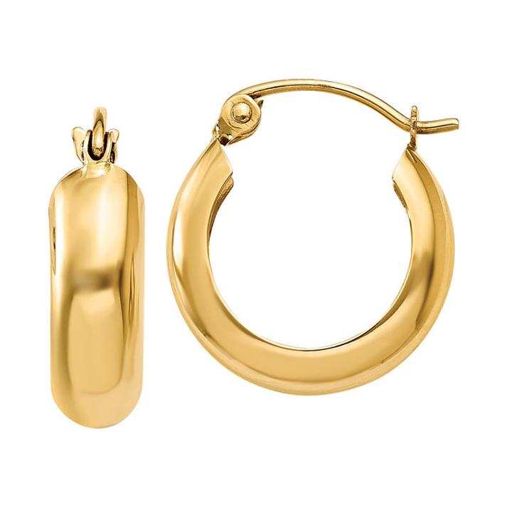 14k Gold 10mm Round Hoop Earrings
