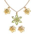 Liz Claiborne Green Flower Necklace And Earring Set