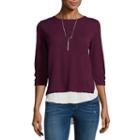 By & By Long Sleeve Scoop Neck Knit Blouse-juniors