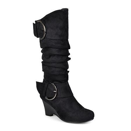 Journee Collection Irene Buckle-accented Wedge Slouch Boots