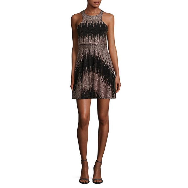 Social Code Sleeveless Embellished Skater Dress-juniors