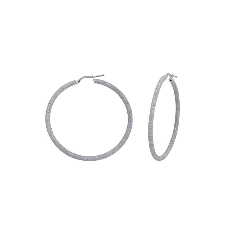 Limited Quantities! Sterling Silver 40mm Textured Hoop Earrings