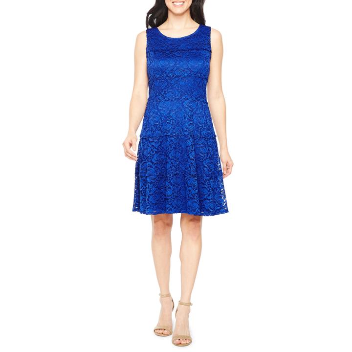 Perceptions Sleeveless Lace Pattern Shift Dress