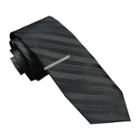 Jf J. Ferrar Textured Tonal Tie And Tie Bar Set - Skinny