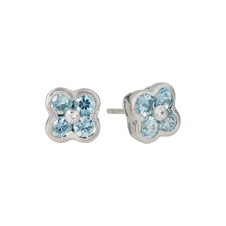 Limited Quantities Genuine Blue Zircon Flower Stud Earrings