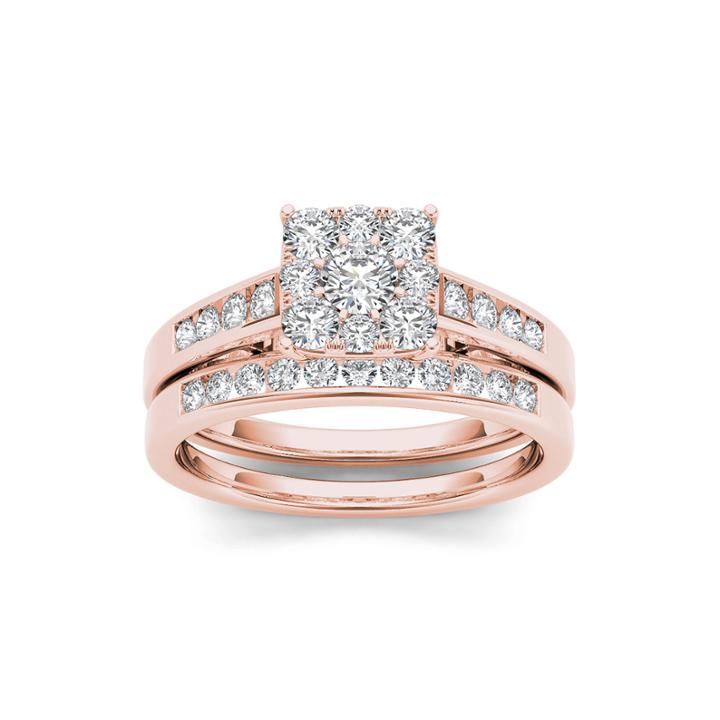 3/4 Ct. T.w. Diamond 10k Rose Gold Bridal Ring Set