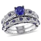 Womens 1/10 Ct. T.w. Lab Created Blue Sapphire 10k Gold Bridal Set