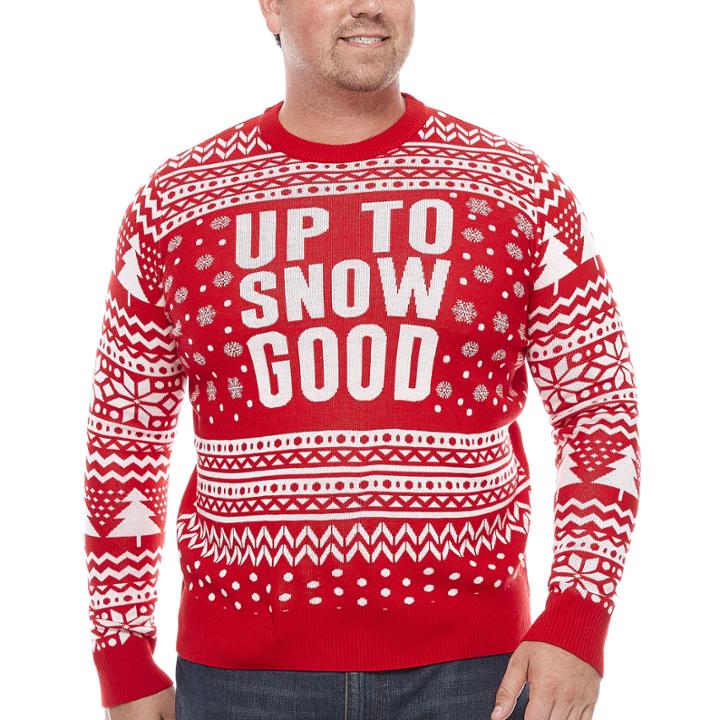 Crew Neck Long Sleeve Acrylic Pullover Sweater - Big And Tall