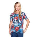 Alfred Dunner Out Of The Blue Short Sleeve Crew Neck Floral T-shirt-womens