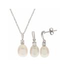 Cultured Freshwater Pearl Sterling Silver Earring & Pendant 2-pc Set