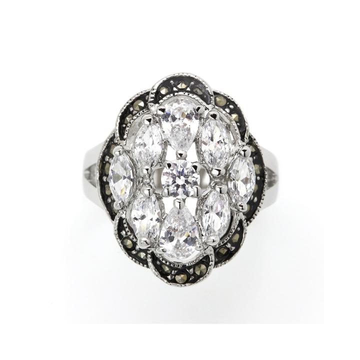 City X City Crystal And Marcasite Cocktail Ring
