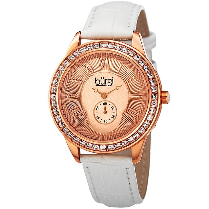 Burgi Womens White Strap Watch-b-144wtr