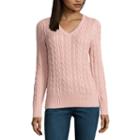 St. John's Bay Long Sleeve V Neck Pullover Sweater