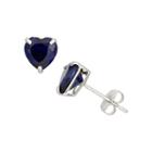 Heart Blue Sapphire 10k Gold Stud Earrings