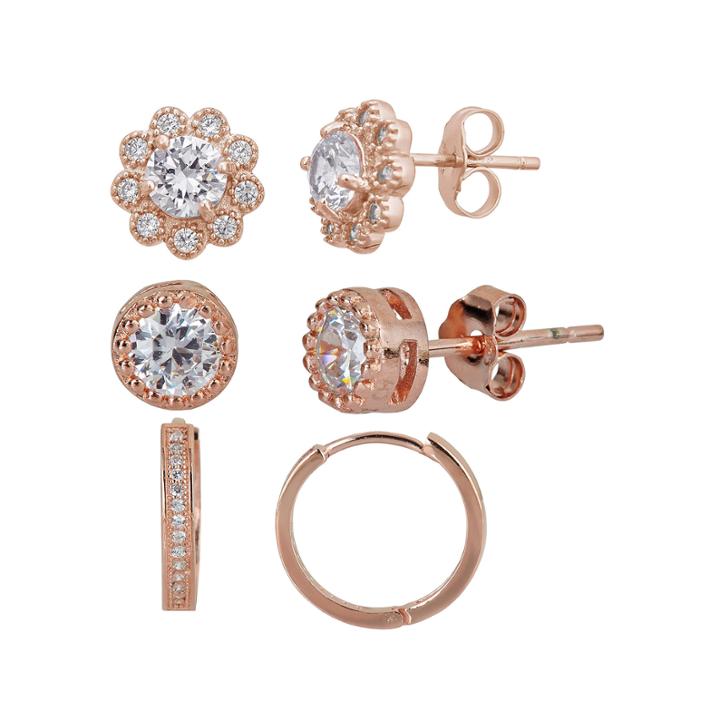 3-pc. White Cubic Zirconia 14k Gold Over Silver Earring Sets