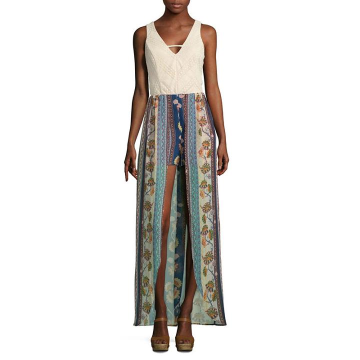 City Triangle Casual Sleeveless Floral Maxi Dress-juniors