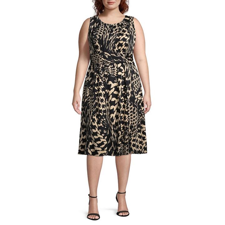 Perceptions Sleeveless Fit & Flare Dress-plus