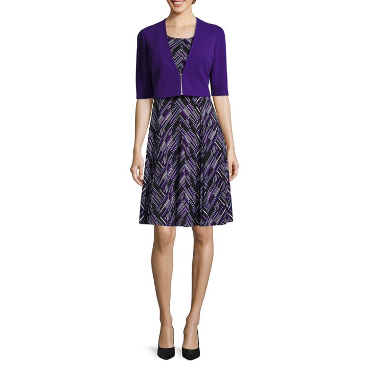 Perceptions Elbow-sleeve Bolero Jacket Dress