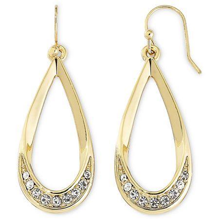 Liz Claiborne Gold-tone & Crystal Teardrop Earrings