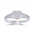 Enchanted Disney Fine Jewelry 1/4 C.t.t.w. Diamond 10k White & Rose Gold Belle Rose Ring