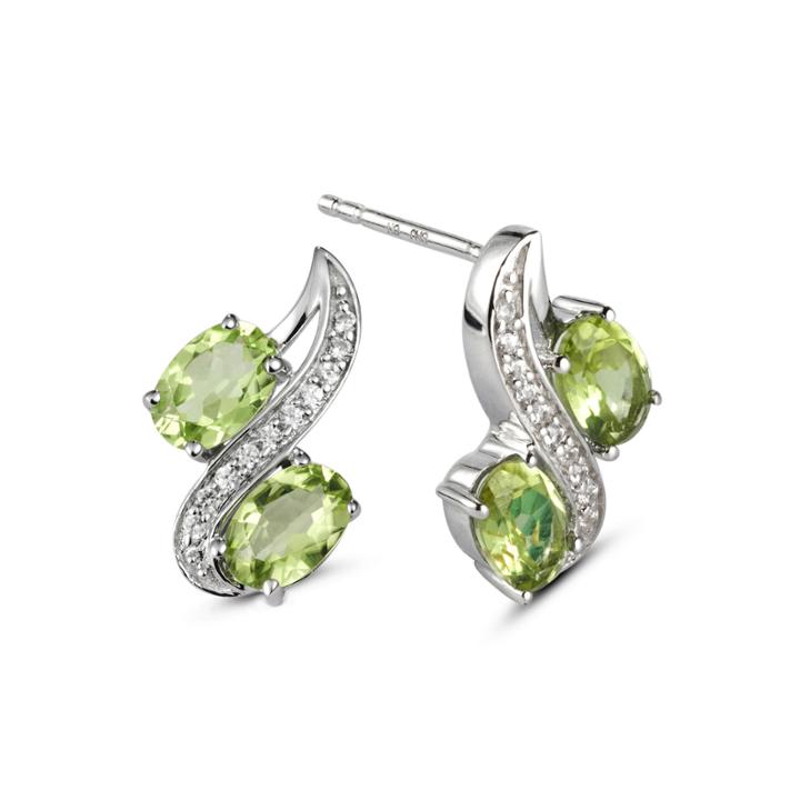 Oval Green Peridot Sterling Silver Stud Earrings