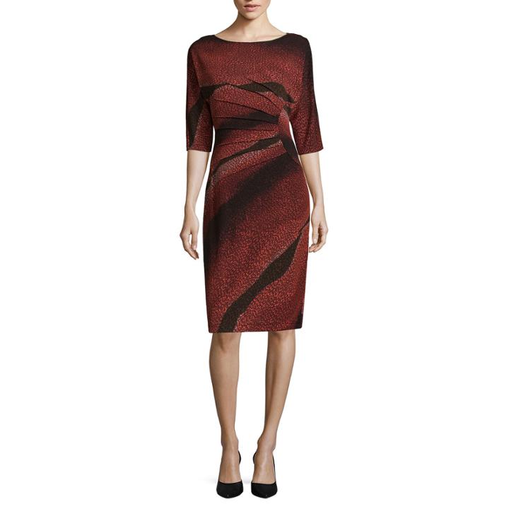 Robbie Bee 3/4 Sleeve Stripe Sheath Dress